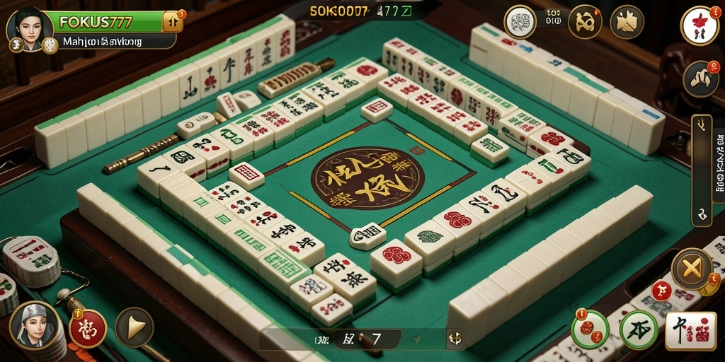Tampilan gameplay menarik FOKUS777 dengan ubin Mahjong.