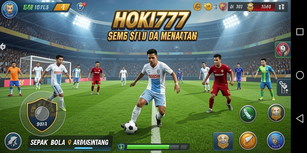 Gameplay mendebarkan di HOKI777 dengan aksi sepak bola yang intens.