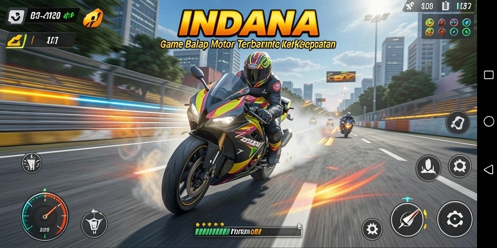 Gameplay seru balap motor di lintasan yang menantang.