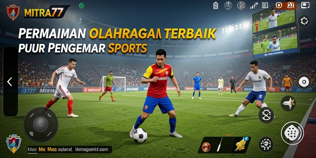 Screenshot utama MITRA77 menampilkan aksi seru permainan olahraga.