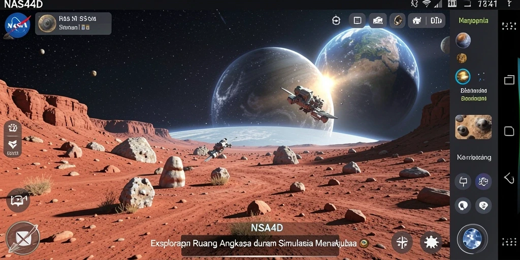 Tangkapan layar gameplay NASA4D dengan pengalaman simulasi luar angkasa.