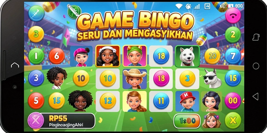 Screenshot gameplay RP55 yang menunjukkan keseruan bermain Bingo.