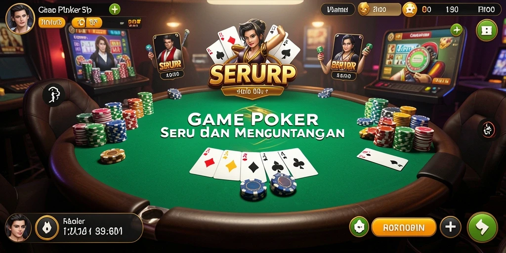 Screenshot gameplay SERURP menampilkan aksi seru permainan Poker.