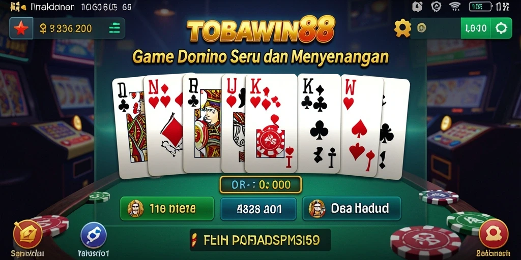 Tampilan gameplay seru dalam TOBAWIN88, asyik bermain domino.